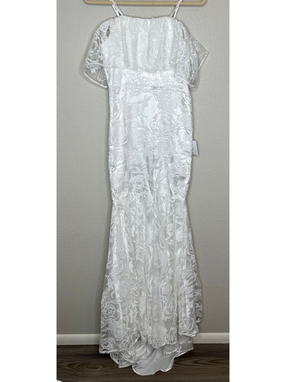 Lulus Dress Womens M White Floral Lace Off the Shoulder Mermaid Maxi Wedding NWT